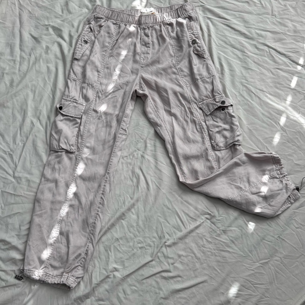 C&C California 100% Lyoncell Taupe Cargo Jogger Pants - Size M - Elastic Waist